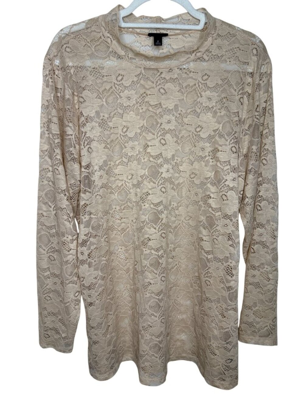 Torrid Size 2 Beige Floral Lace Sheer Long Sleeve Romantic Top